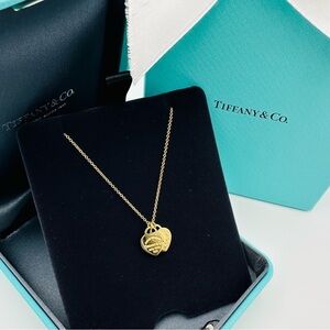 NEW Tiffany & Co Return to Tiffany 18K Yellow Gold Double Heart Tag Necklace 16”